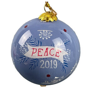 Pier 1 Imports Li Bien Christmas Ornament 2019 Reverse Painted Blue Peace Dove